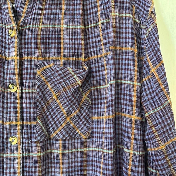 FREE PEOPLE WOMEN BLOUSE LONG SLEEVE PURPLE OVERSIZED SZ SMALL - Picture 6 of 11